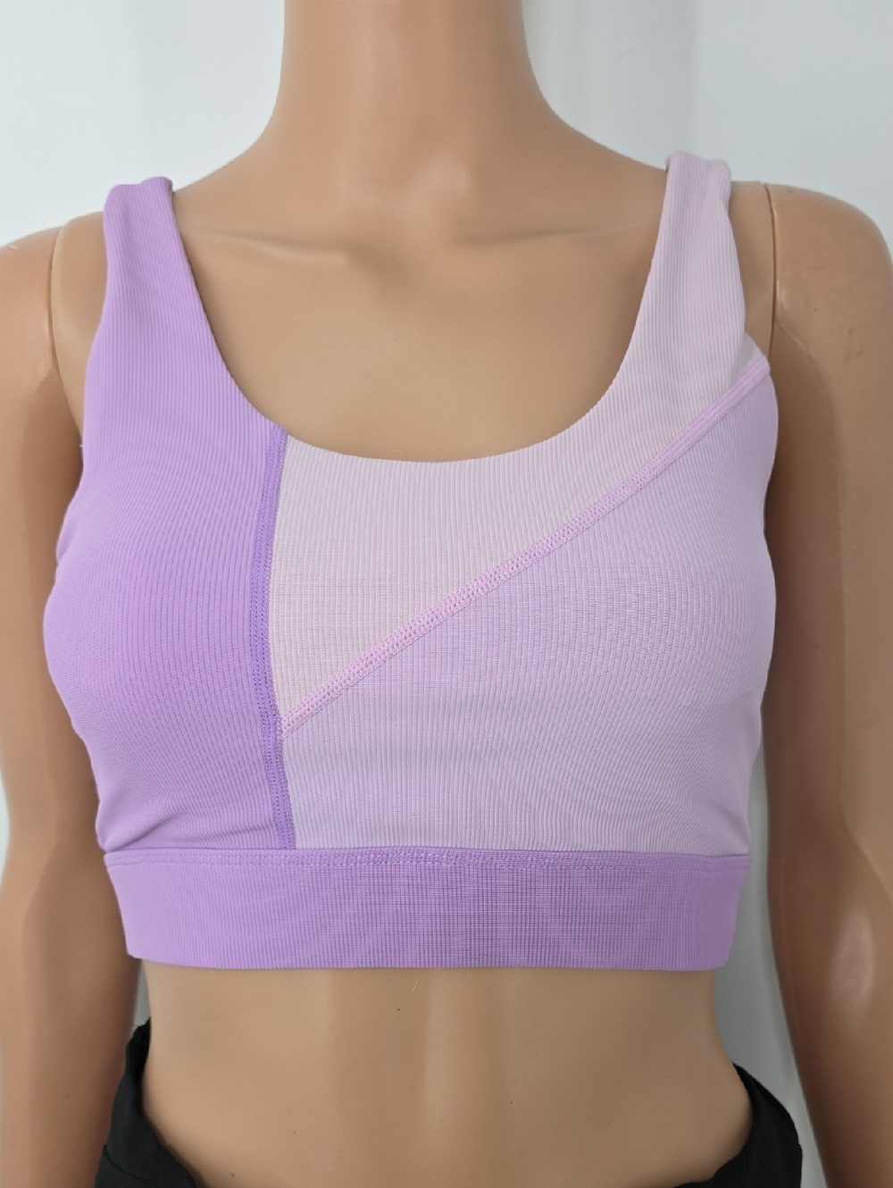 Wilo The Label Sport Tank Bra Lilac/Pink Size S Small Ribbed Color Block